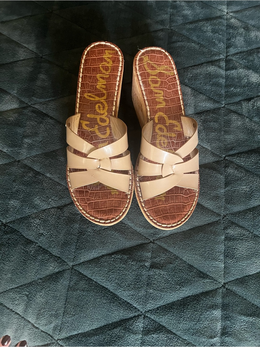 Sam Edelman Beige Woven Leather Slide Sandals - Women